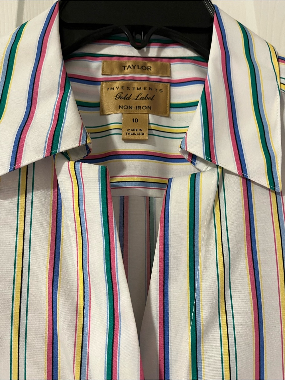 Taylor White Dress Shirt with Multicolor Vertical Stripes - Picture 2 of 4